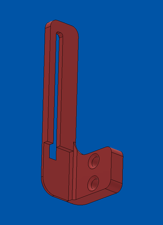 Render del soporte del palpador, con el rebaje y los dos agujeros de fijación