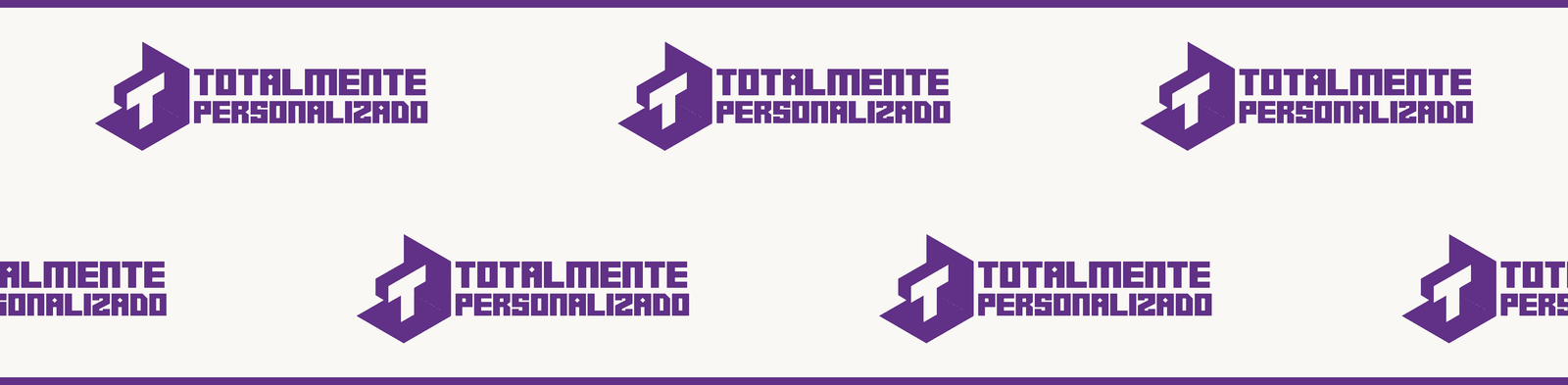 Simulación de cómo queda estampada la tira del rodillo: logos repetidos en dos filas al tresbolillo entre dos líneas de marco